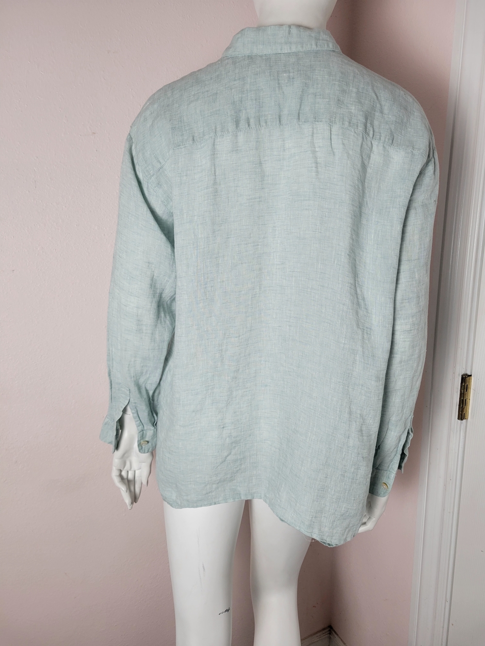 J. Jill Love Linen Light Blue Button Down Shirt Size M 100% Linen - Picture 2 of 11